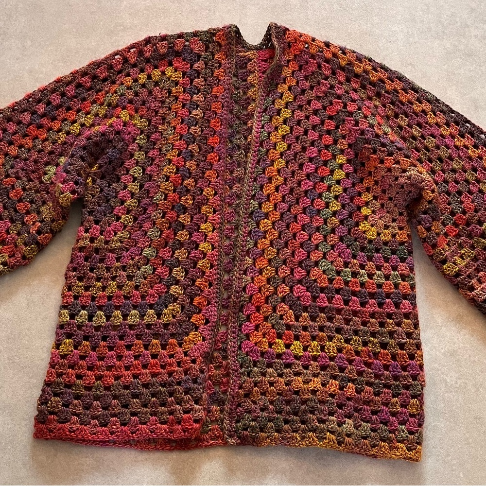 Handmade Hexagon Cardigan. Medium to XL. Boho. Unique - Picture 5 of 5